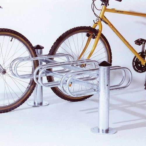 Post mounted modular cycle stand - galvanised - double sided - 6 bike capacity