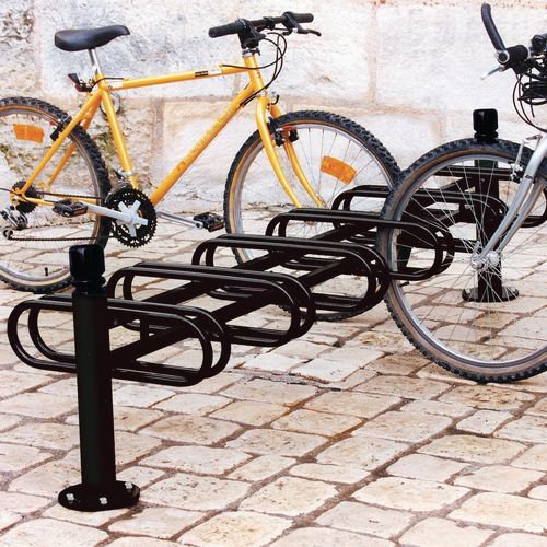 Post mounted modular cycle stand - black - double sided - 12 bike capacity