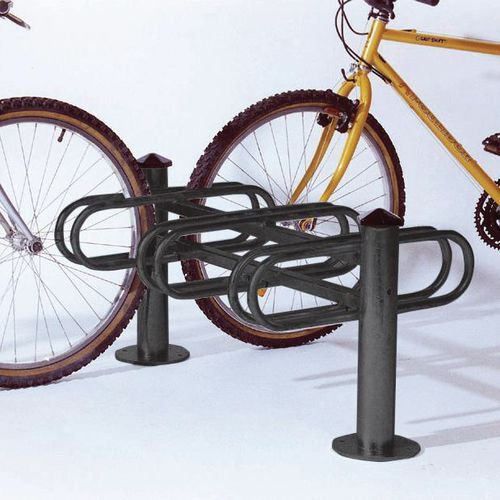 Post mounted modular cycle stand - black - double sided - 6 bike capacity