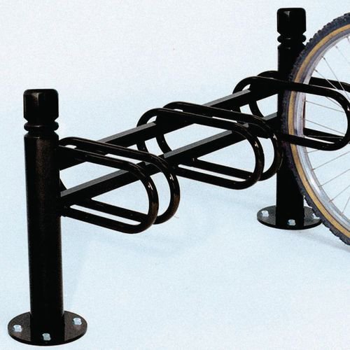 Post mounted modular cycle stand - black - single sided - 3 bike capacity