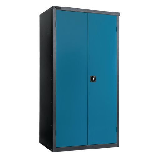Black carcass cupboard - blue doors, 1780mm high with 3 shelves