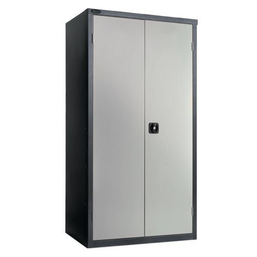Black carcass cupboard - grey doors, 1780mm high with 3 shelves