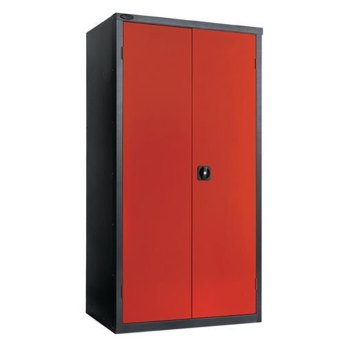 Black carcass cupboard - red doors, 1780mm high with 3 shelves