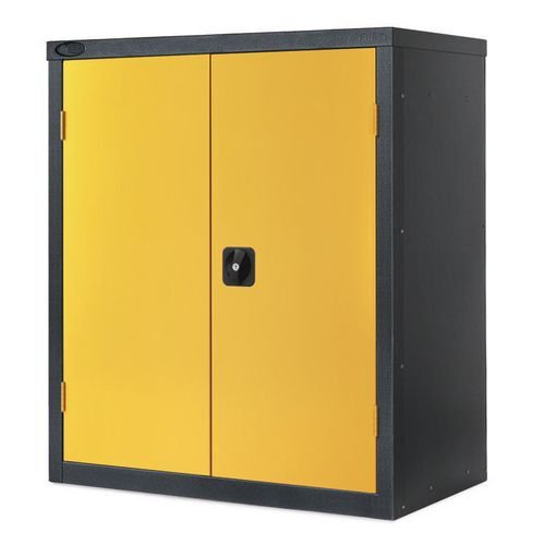 Black carcass cupboard - yellow doors, 1015mm high with 1 shelf