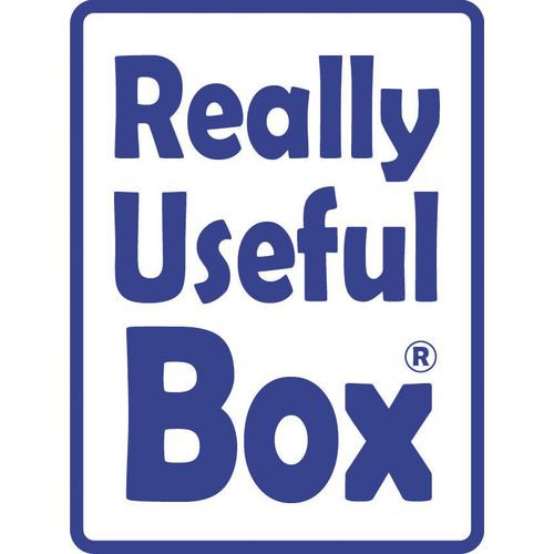 Opaque blue Really Useful Box® containers