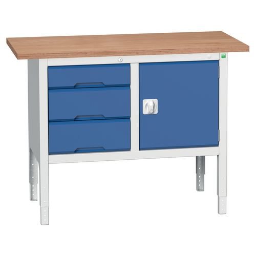 Verso Static Storage Bench 1250mm Long With 3 Drawers & 1 Cupboard