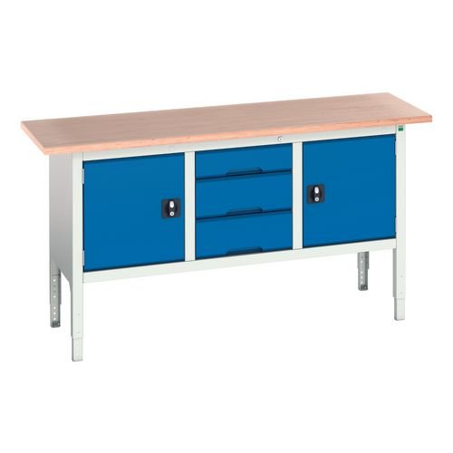 Verso Static Storage Bench 1750mm Long With 3 Drawers & 2 Cupboards