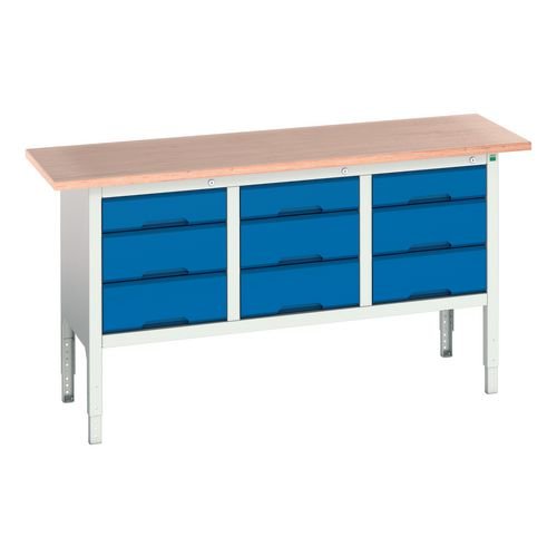 Verso Static Storage Bench 1750mm Long With 9 Drawers