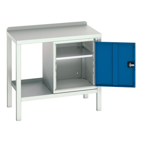 Static Welded Bench With Cupboard Steel Top