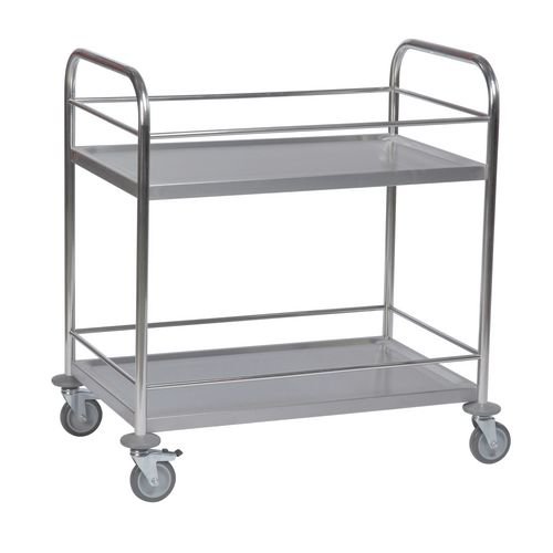 Konga stainless steel shelf trolley with side rails and 2 shelves