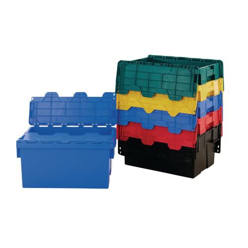 SBY21376 | Store your goods and possessions safely and securely with this polypropylene container with an attached lid. Manufactured from strong, durable material it has a reinforced base for conveyor use and securely protects the contents from damage. The container is capable of handling a range of temperatures from -20 degrees Celsius to +80 degrees Celsius for effective storage in a range of environments.