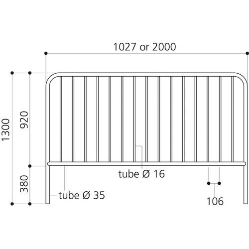 Safety Guard Rail 15 Infill Bars 2000mm (Un-Painted)