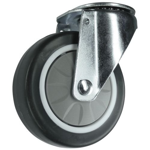75mm Swivel Castor With Single Hole Fixing - Polypropylene/Rubber Zinc Fin