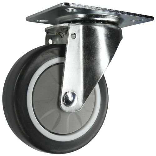 100mm Swivel Castor With Plate Fixing - Polypropylene/Rubber Zinc Finish