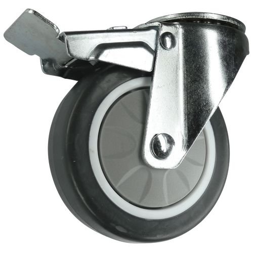 125mm Swivel Castor With Brake With Single Hole Fixing - Polypropylene/Rubb