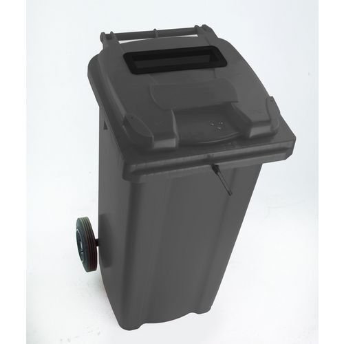 Two Wheeled Bin 120 Litre (Grey) with Slot and Lid Lock *Non-Returnable*