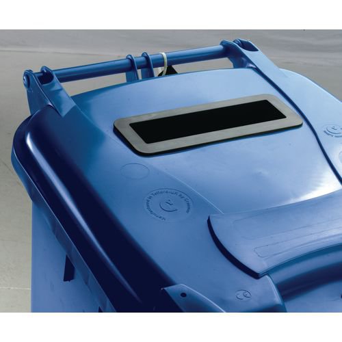 SBY22228 | This tough and durable bin is made from UV stabilised polyethylene and conforms to all relevant standards for waste bins. Designed to keep all waste confidential with a slot and lid lock, it ensures that your waste is not removed or tampered with before collection. The bin has a capacity for up to 140 litres of office, warehouse or household waste and is hard wearing, withstanding heavy duty usage.