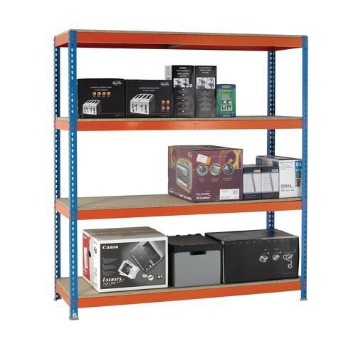 Boltless heavy duty steel shelving with chipboard shelves 2m high