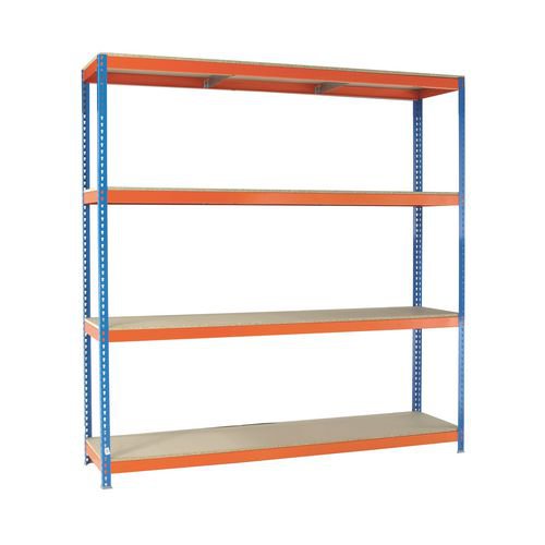Boltless heavy duty steel shelving with chipboard shelves 2m high