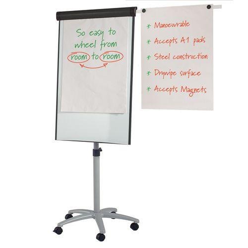 Mobile whiteboard and flipchart easel with arms