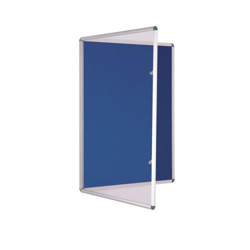 Tamperproof lockable coloured felt office noticeboards - single - blue