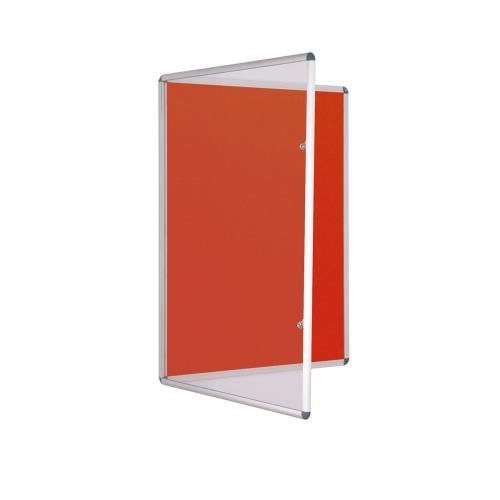 Tamperproof lockable coloured felt office noticeboards - single - red