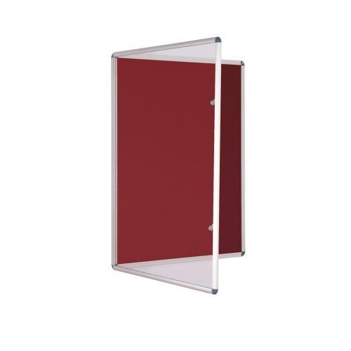 Tamperproof lockable coloured felt office noticeboards - single - burgundy