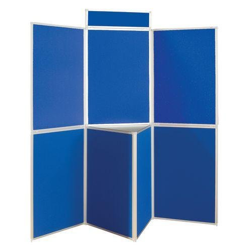 Lightweight folding display panel kit - 7 panel and table top, blue