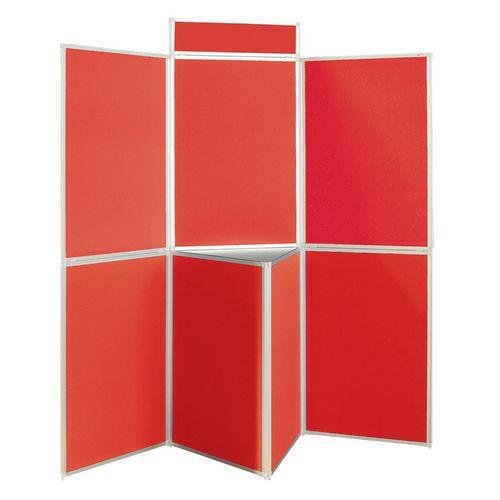 Lightweight folding display panel kit - 7 panel and table top, red