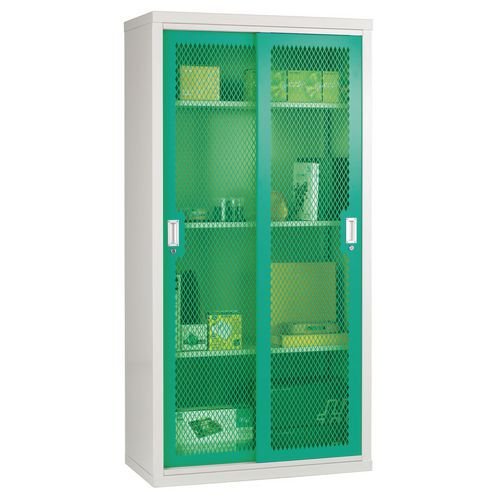 Sliding door cupboards - Mesh door 1830mm high, 915mm wide -  Green