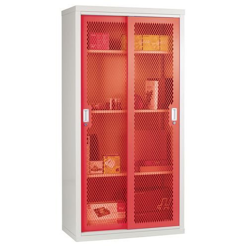 Sliding door cupboards - Mesh door 1830mm high, 915mm wide - Red