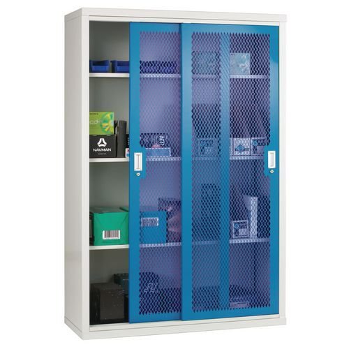 Sliding door cupboards - Mesh door   1830mm high, 1220mm wide - Blue