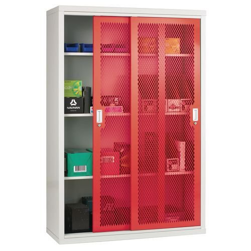 Sliding door cupboards - Mesh door  1830mm high, 1220mm wide - Red