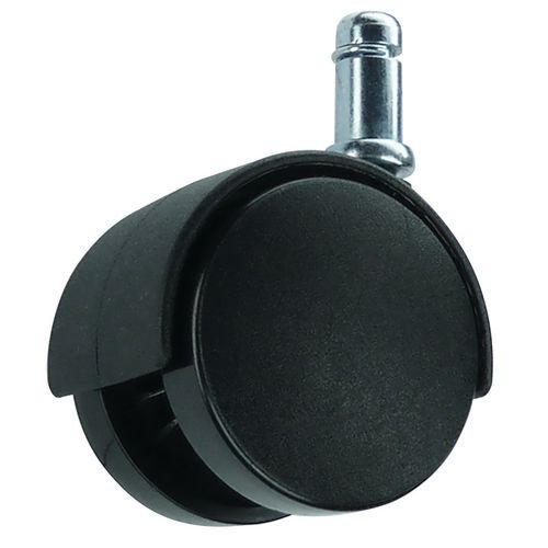50mm Twin Wheel Swivel Furniture Castor, C/W 11mm Stem, Tread Width 50mm, O/A Height 59mm, 50Kg Capacity