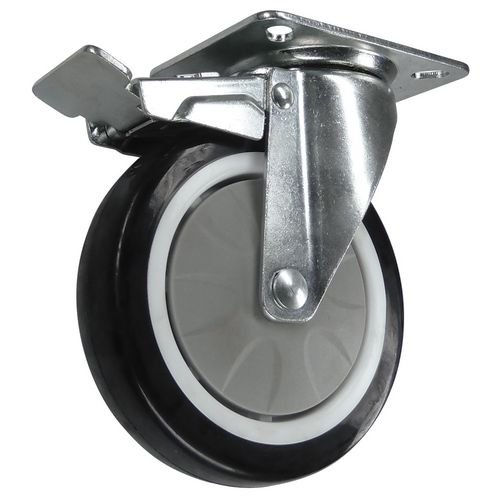 100mm Swivel Castor With Brake - Steel/Rubber Wxdxh: 135 X 148 X 80