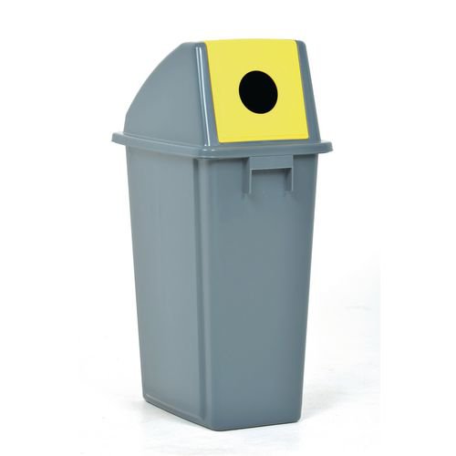 Recycling Bin for Bottles 60 Litre Capacity with Circular Slot 330x480x1190mm Grey/Yellow