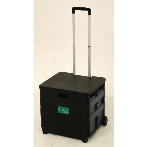 Folding Container/Crate Trolley with Lid Black/Grey 35kg capacity 383360