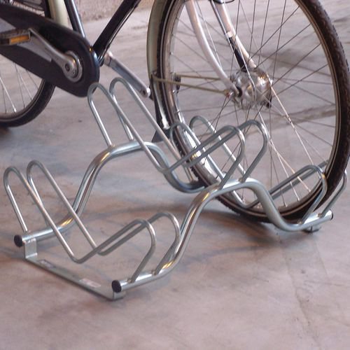 Heavy duty twin level floor mounted cycle rack - 3 bike capacity