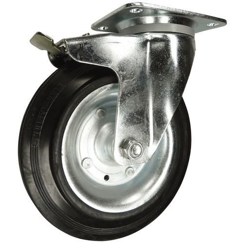 Waste Container Castor, 160mm Dia Swivel With Total Stop Brake