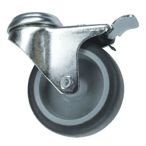 100mm Swivel Castor With Brake - Thermoplastic Rubber Tyre