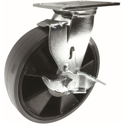 125mm Swivel Braked Castor, Polyurethane Tyred Wheel