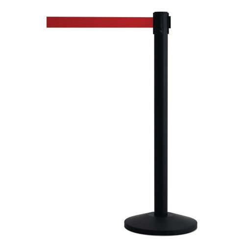 Tensator® Budget retractable belt barrier system - Black post - set of 2