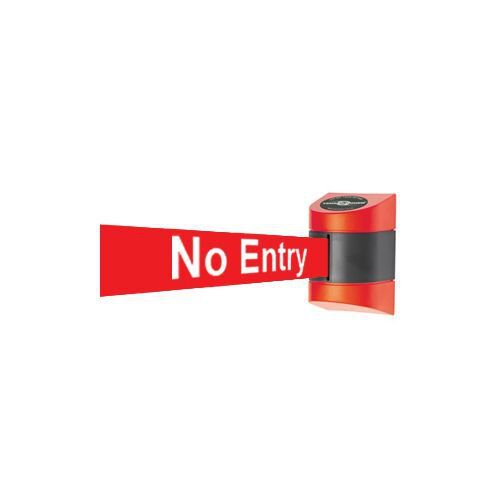 Tensator® Wall mounted retractable barrier with text webbing - No entry message