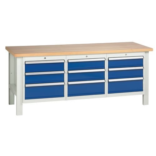 Medium Duty Workbench 2000X650 With 3 Triple Drawer Units
