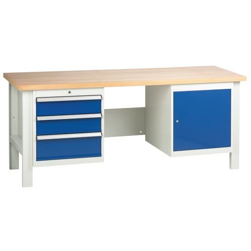 Medium Duty Workbench 2000X650 With Cupboard And Triple Drawer Unit
