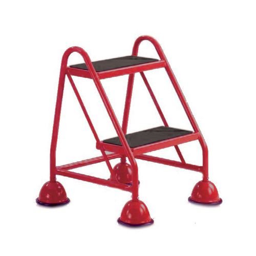 2 Tread Spring Loaded Step, No Handrail, Anti-Slip Treads Red
