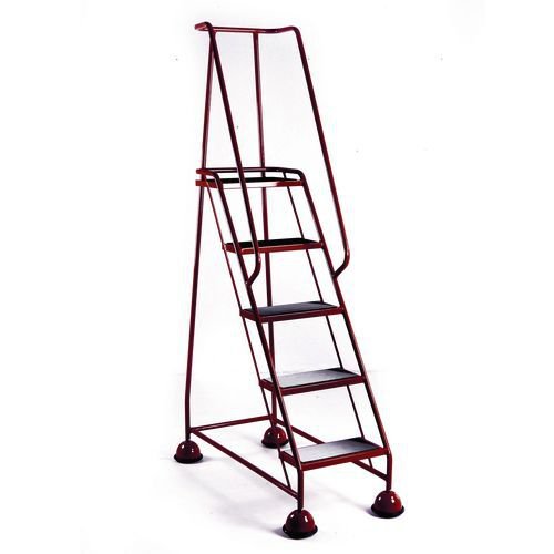 Slingsby Mobile 5 Tread Platform Steps With Full Handrail and Cup Feet 125Kg Capacity W380 x D280 x H1270mm (Platform) Red - 385143 Ladders, Stepladders & Platform Steps 47613SL