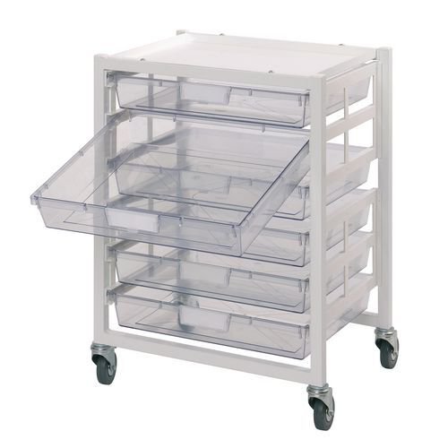 Premium white racks with transparent trays - Mobile A3 racks