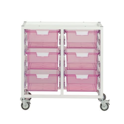 Premium white racks with transparent trays - Low level A4 mobile racks
