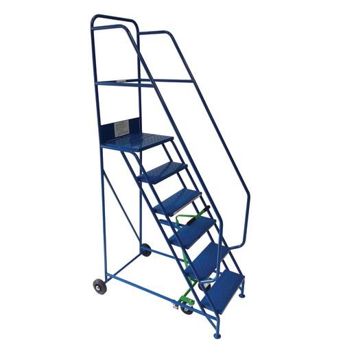 Industrial 6 Tread Mobile Step D/H M/T Blue